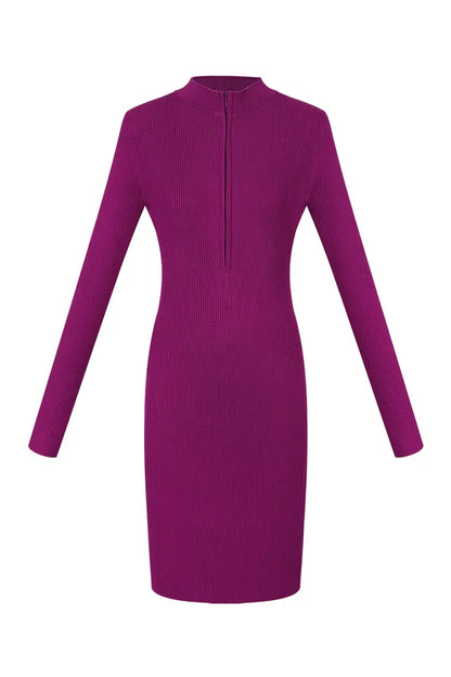 Midi jurk met rits - paars